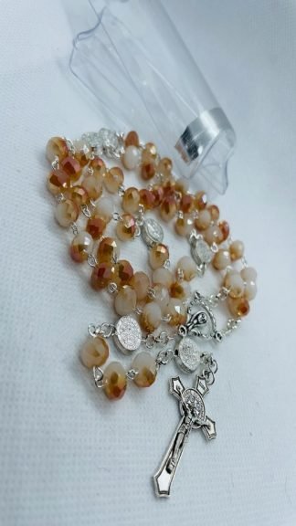 8MM Shining Orange Dual Crystal Rosary