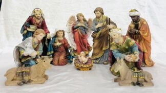 8 Inch Elegant Italian Poly Marble Crib Set