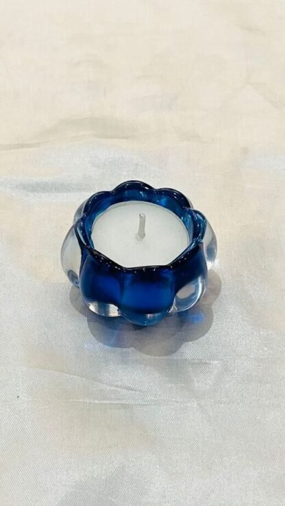 4 CM Blue Crystal Candle Stand
