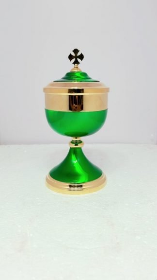 9 Inch Gold & Green color covered Ciborium