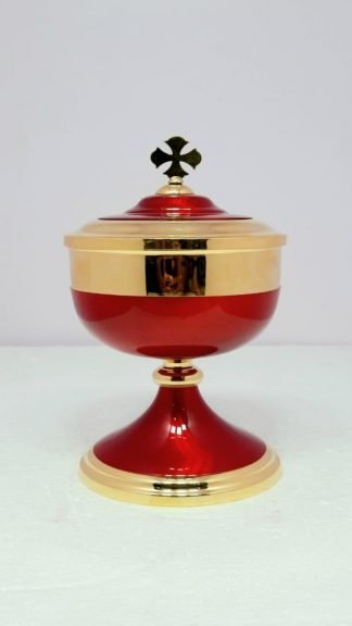 9 Inch Gold & Red color covered Ciborium