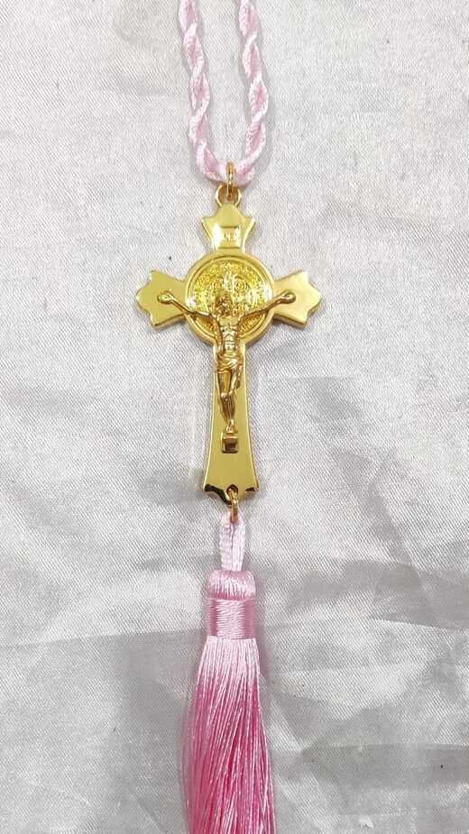 Cross Golden Colored Car Hanging