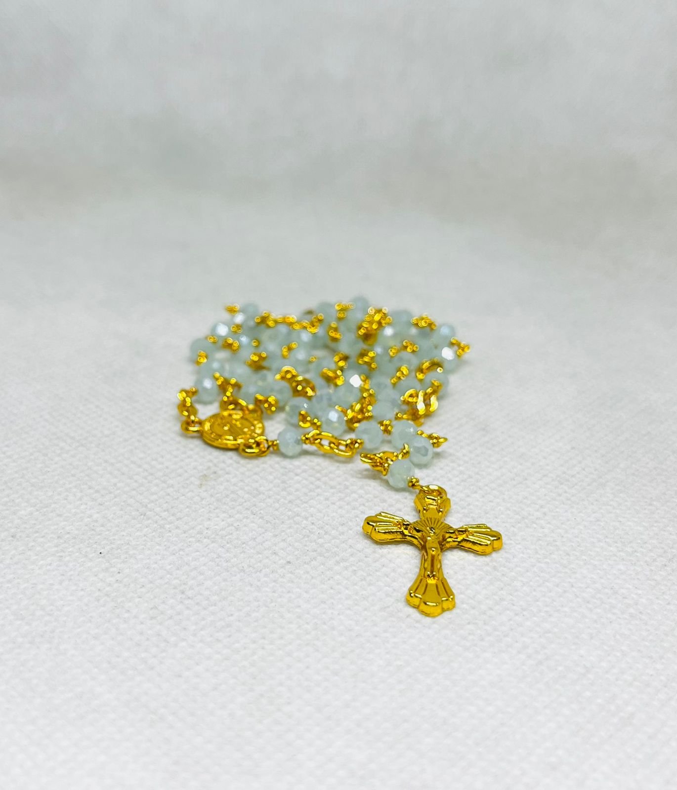 4 MM Light Green Colored Opaque Bead Chain Rosary - Image 5