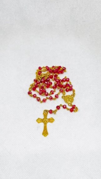4 MM Red Colored Crystal Bead Chain Rosary