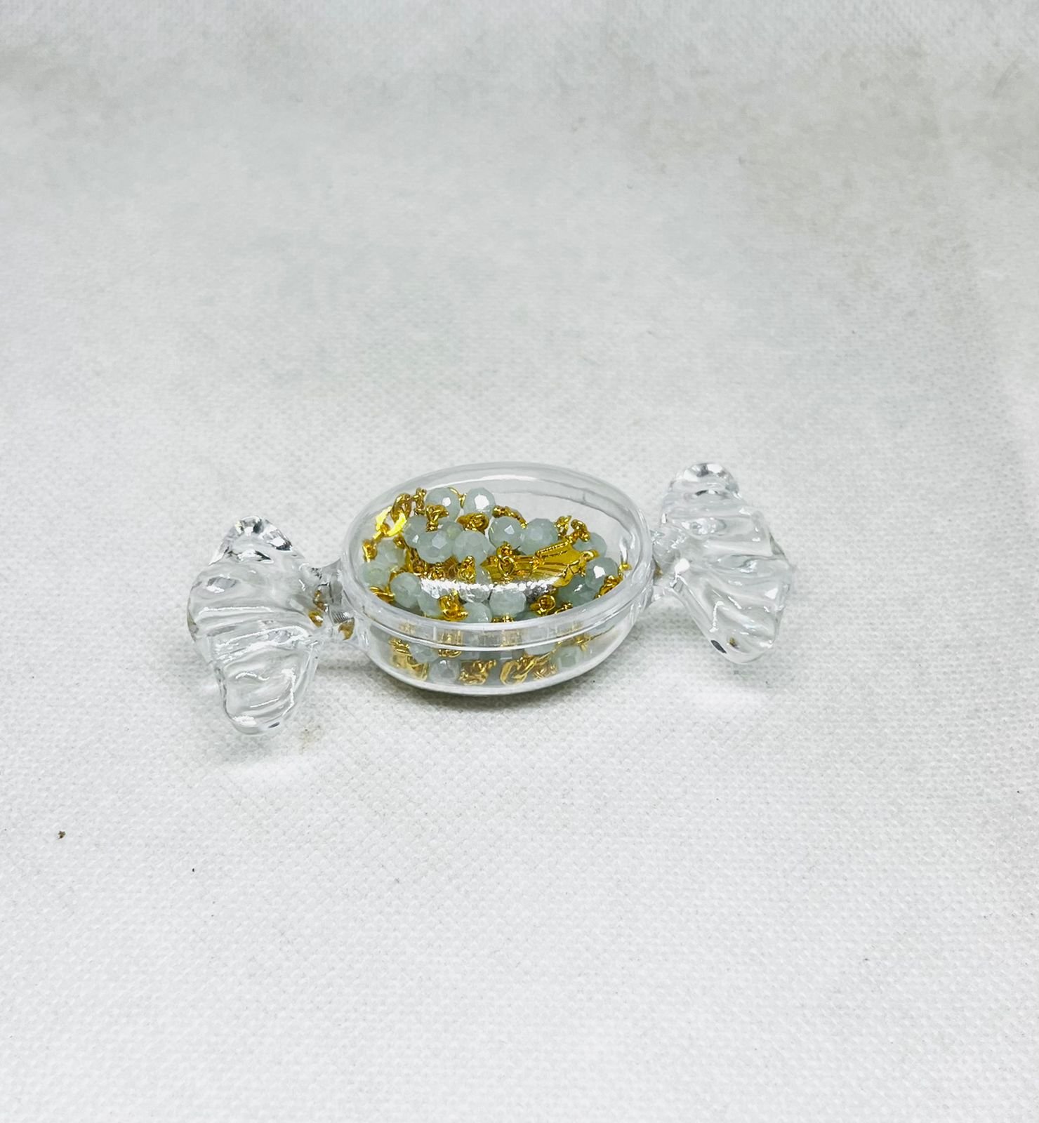 4 MM Light Green Colored Opaque Bead Chain Rosary - Image 2