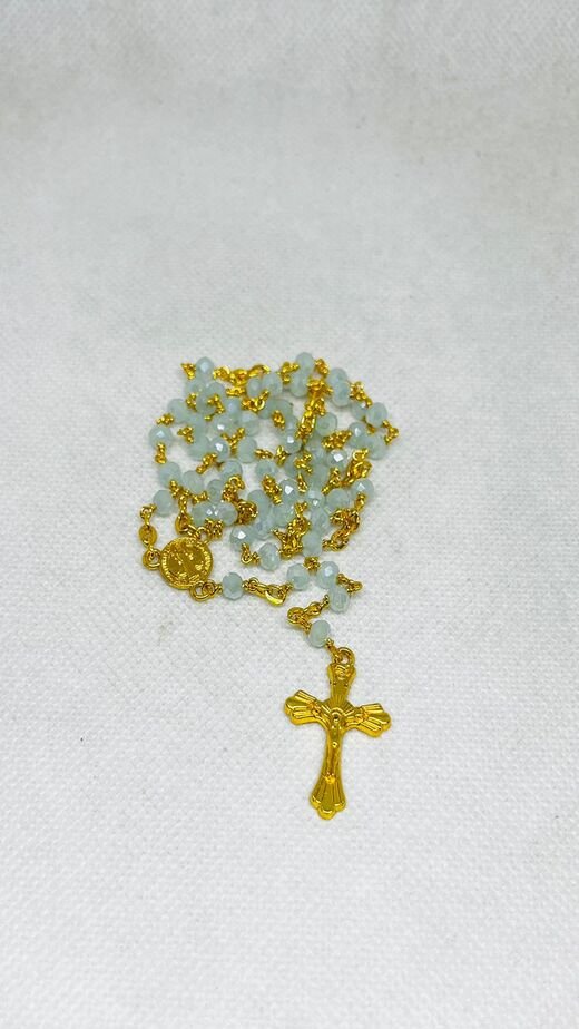 4 MM Light Green Colored Opaque Bead Chain Rosary