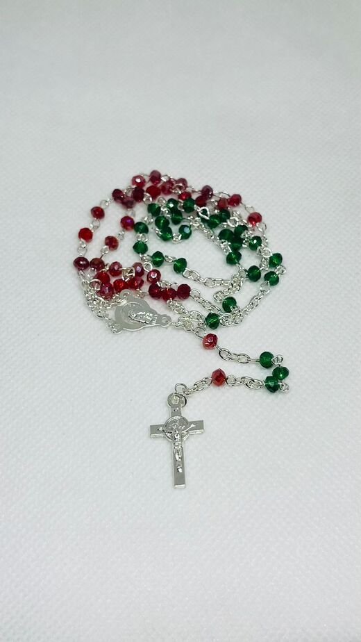 4 MM Dual Colored Crystal Bead Chain Rosary - Image 4