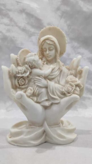 Mother Mary With Baby Jesus Poly Marble Statue - 5 Inch