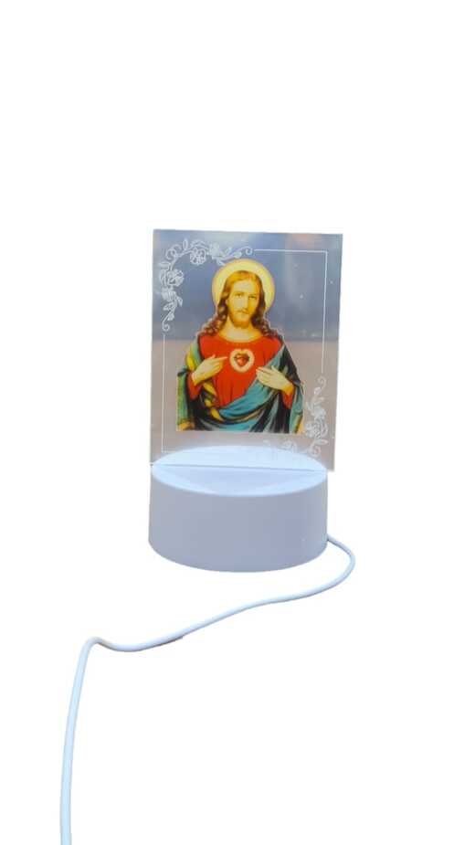 7 Inch LED Sacred Heart Jesus Statue - Image 3
