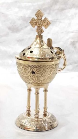 6 Inch Gold Plated Incense Pot
