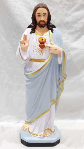 2 Feet Fiber Sacred Heart Jesus Statue