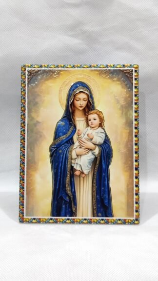 Poly Marble Mother Mary Stand Statue - 8x6 Inch