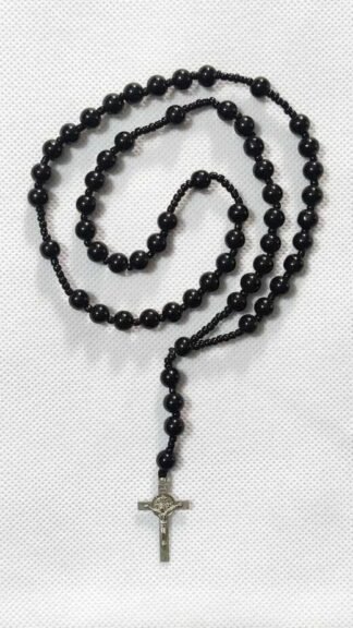 10 MM Black Stone Rosary With Small Beads