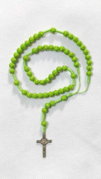 8 MM Gold Cross in Green Cross Beads Rosary