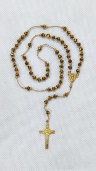 4 F Brown Colored Crystal Bead Thread Rosary