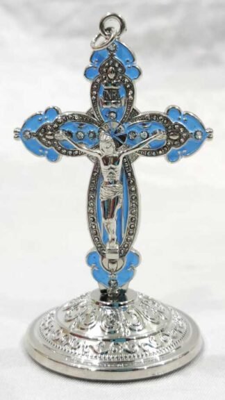 Silver Plated Traditional Style Car Dashboard Cross - 3.5 Inch