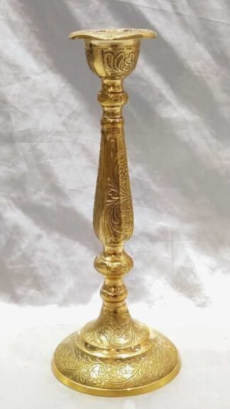 12 Inch Gold Plated Brass Candle Stand
