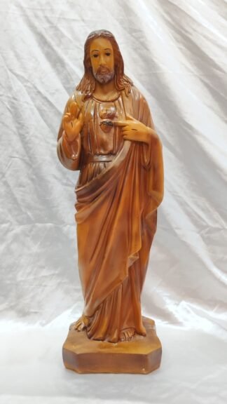 Large Poly Marble Sacred Heart Statue - 2 Feet