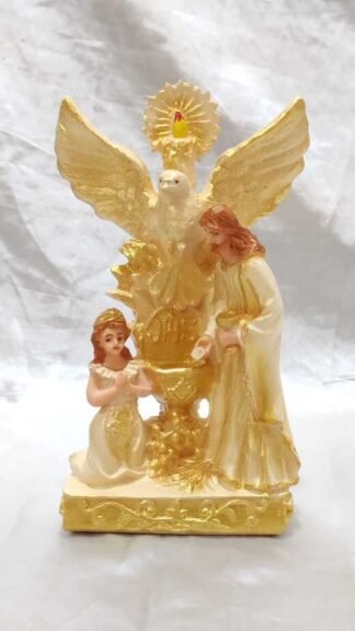 9 Inch Guardian Angel Poly Marble Statue