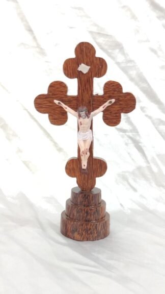 Coconut Wood Cross with Plastic Inlay - 7 Inch