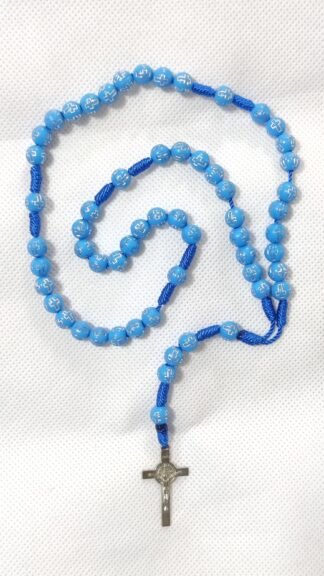 8 MM Silver Cross Beads Rosary