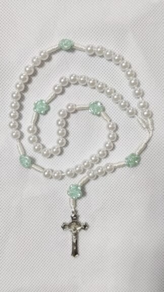 White Pearl With Flower - 8 mm